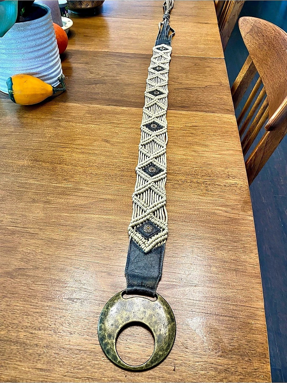 Woven Leather-Style Belt in Brown & Cream